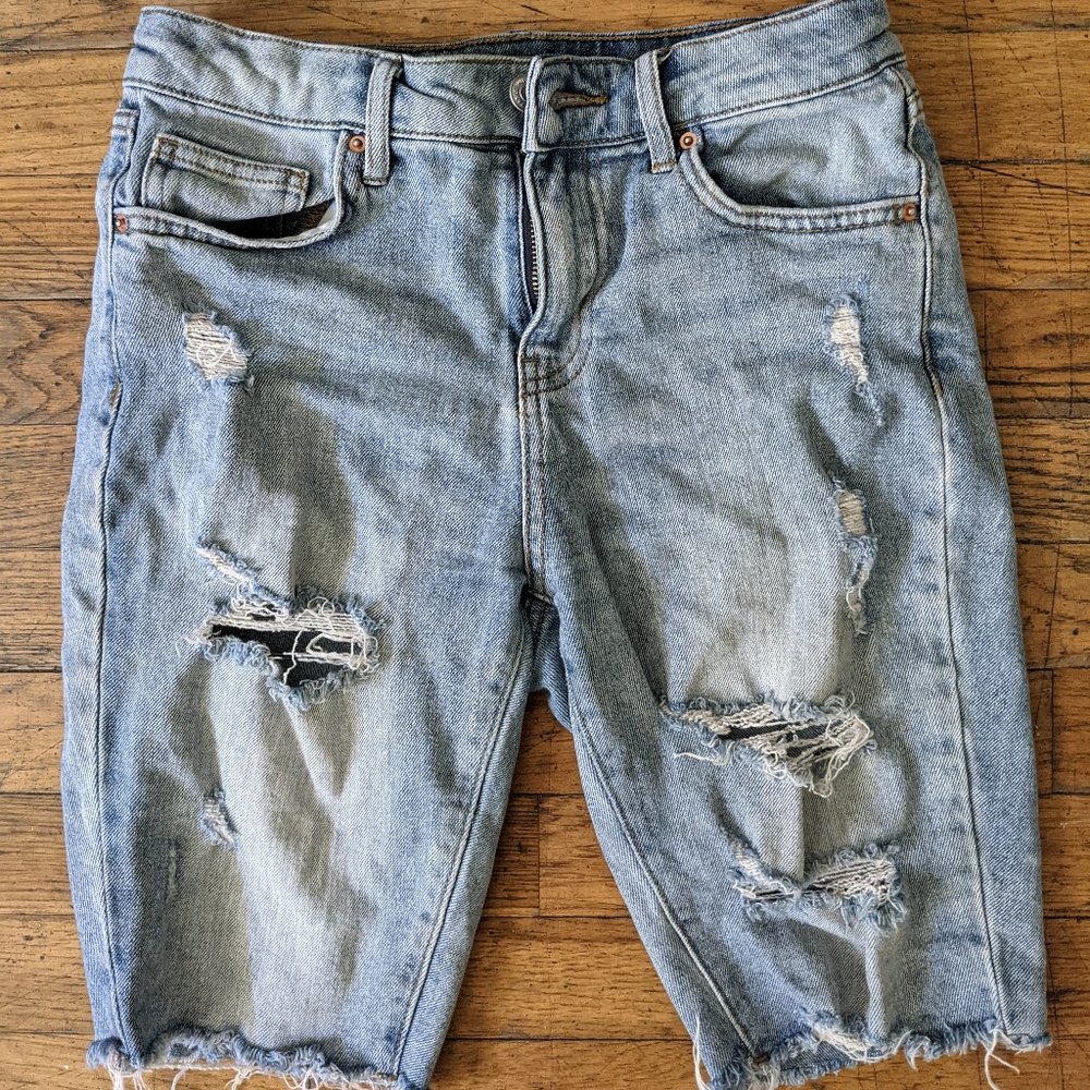 Ripped Jean High rise bike shorts